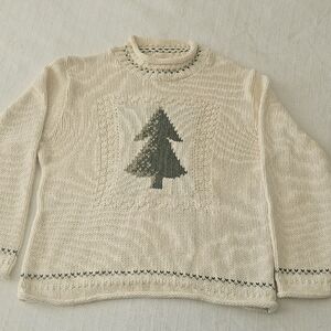 Parkhurst Cream Turtleneck Sweater with Tree Design